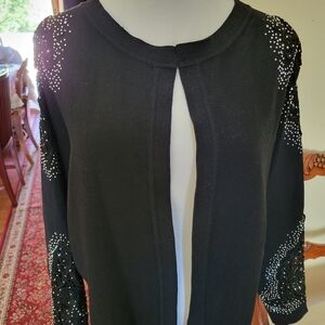 Black Cardigan with Beaded And Embroidered Sleeves